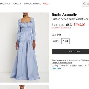 Rosie Assoulin Cheshire Dress Size 10 Ruched cotton poplin corset long dress